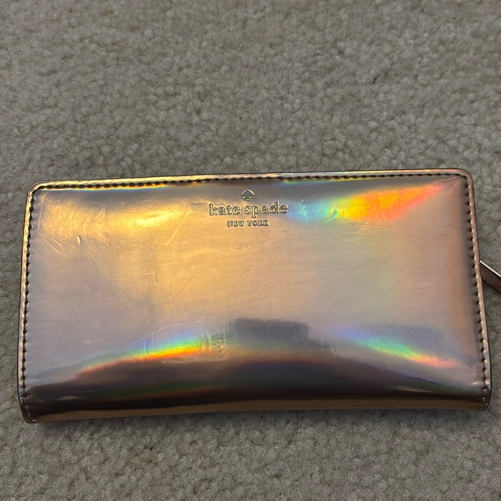 Iridescent rose gold Kate spade wallet